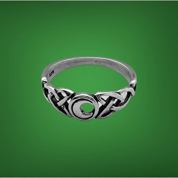 Sterling Silver Celtic Moon Ring - Picture 2 of 5